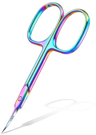 AOZUO Gebogene Nagelhautschere, Extra Feine Gebogene Hautschere Präzisions Augenbrauenschere Maniküreschere professionelle Nagelschere aus Edelstahl zur Nagelhautpflege, Nagelhautschneider(Mehrfarbig)