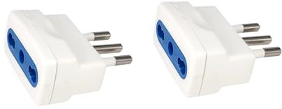 Naturìì Set di 2 Adattatori Elettrici con Spina 10A e Presa Bivalente Bipasso 10/16A, adattatore Riduttore Compatibile con Vecchi Impianti Elettrici, Max 1500W, Colore Bianco