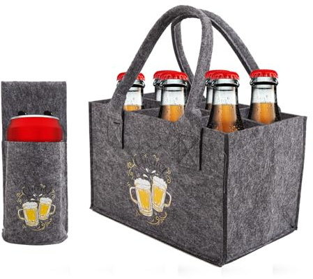 JDGFH Borsa da uomo, regalo per birra per uomo, in feltro, da uomo, per 6 bottiglie di birra, in feltro per festival, attività all'aperto e di compleanno per uomini