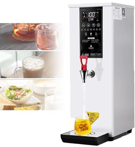 Dispensador de agua caliente comercial de 60 l, calentador eléctrico de encimera con calentamiento por pasos para té, café y postres en hoteles, con filtro y pantalla LCD. Indicador,White