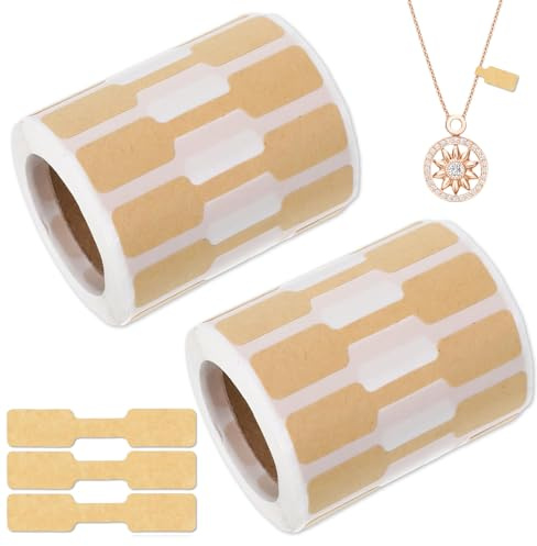 Étiquettes Autocollantes Bijoux Prix – 1000 pièces – 6,5 x 1,2 cm – Autocollant Amovible – Papier Kraft – Usage Professionnel et Personnel pour bagues Colliers Bracelets