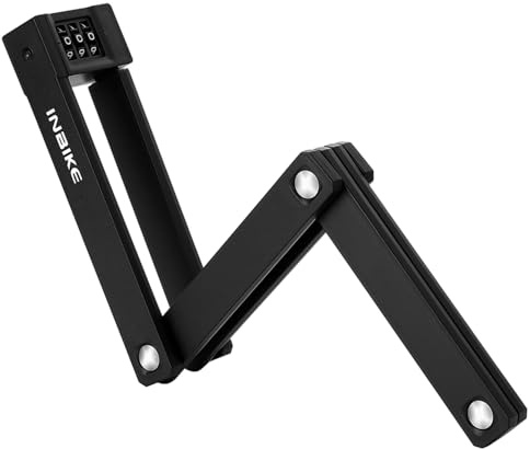 INBIKE Folding Bike Lock, Bicycle Code Lock with Mounting Bracket, Anti-Theft Foldable Lock, Made of Hardened Alloy Steel