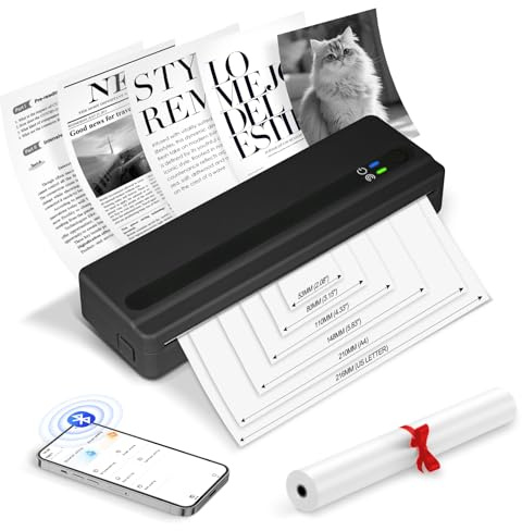 SMOCTAR Imprimante Thermique Portable A4 Bluetooth sans Fil Noir