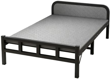 Hopfällbar sängram med madrass, ingen montering krävs, med sänggavel, bärbar gästsäng med tjock svampmadrass for sovrum, kontor(80x190cm)