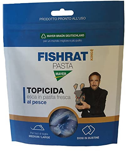MAYERBRAUN Fishrat Pasta Mayer Topicida Esca in Pasta Fresca Al Pesce Grammi 150 Per Topi Medi e Grandi