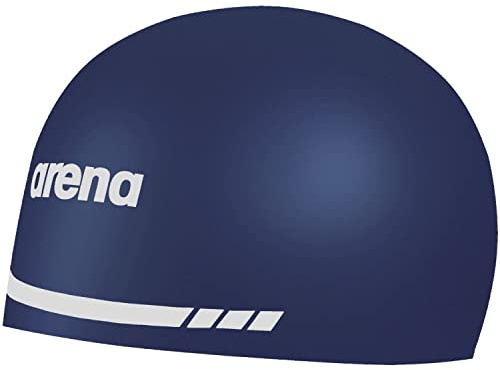 Arena 3D Soft USA - Gorro de natación Unisex de Silicona para Adultos, Hombres y Mujeres, Kit de natación para Practicar en la Piscina y para Carreras, Color Azul Marino, Talla L