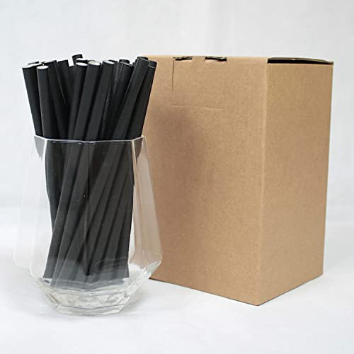 Black Cocktail Straws (6mm x 140mm) - Pack Size 250 - FSC Certified/Food Safe/PFAS Free/Biodegradable/Eco-Friendly/Durable/Suitable for All Occasions