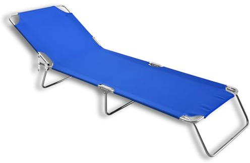 Tomaino - Lettino prendisole pieghevole facile da trasportare con comode maniglie, Brandina per giardino, mare, campeggio, spiaggia, sedia sdraio pieghevole da spiaggia(Blu)