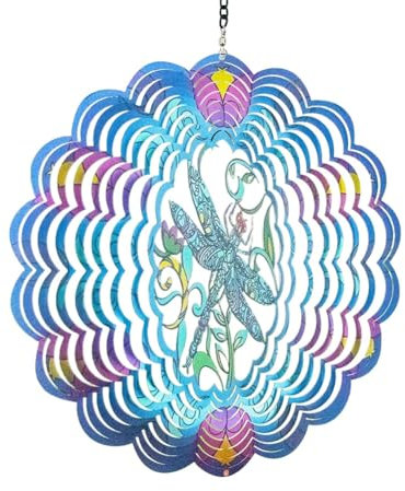 Gokoti Dragonfly Metal Wind Spinners - Gifts for Women Mom Grandma Wife, Hanging Wind Spinner for Outdoor & Indoor Decorations