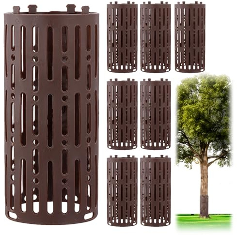 QWORK® 8 Pezzi Protezioni per Tronchi Albero, Protezione Tronchi Albero Plastica con Ganci di Bloccaggio, Protezione per Alberi Resistente alle Intemperie