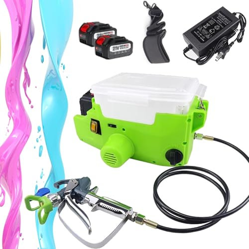 Pistola a spruzzo portatile airless for vernice a zaino, pistola a spruzzo for pareti senza fili ad alta pressione da 500 W, 2 x 5000 mAh, capacità 1,7 l, 6 velocità, for vernice al lattice for pareti