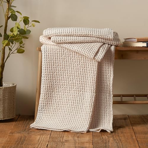 Pineapple Elephant Jaipur - Coperta in cotone a nido d'ape, 150 x 200 cm, colore: naturale