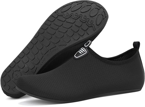 Mens Womens Breathable Quick Dry Beach Swim Aqua Beach Water Shoes Barefoot Socks for Pool Boating Surfing Diving Yoga (Black,5 UK/38 EU)