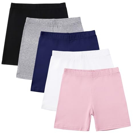 Girls Cotton Shorts Clearance Kids Summer Clothes 5 Pack, Girl's Biker Cycling Sweatpants Under Dress Safety Shorts Solid Color School Short Leggings Breathable and Comfy Bottoms UK Sale Clearance