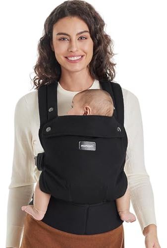 Momcozy Baby Carrier - Pure Cotton Carrier for 3-24 Months, Effortless to Put On, Ideal for Hands-Free Parenting, Enhanced Lumbar Support, Black