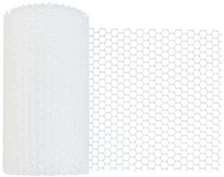OLYCRAFT 5mx20.4cm White Plastic Chicken Wire Fence Mesh Poultry Fencing with Cable Tie Protective Fence Net Hexagonal Fencing Wire Plastic Mesh Anti-fall Net for Gardening Floral Chicken Netting
