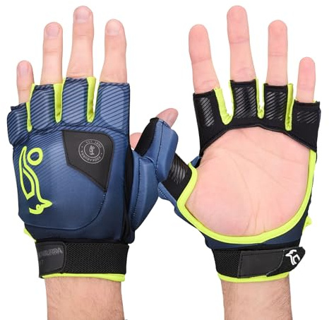 Kookaburra Spirit Hockey Glove – Size Large Left Hand - TPU Shell, Open Palm Grip, Thumb Guard, Grey/Yellow
