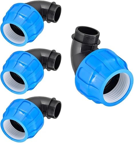 RP RIEGOPRO – Codo Macho de Polietileno | Conector para Tuberías de Agua y Riego | Fitting PE 90° para Jardín y Agricultura (4 Unidades, 25mm - 3/4)