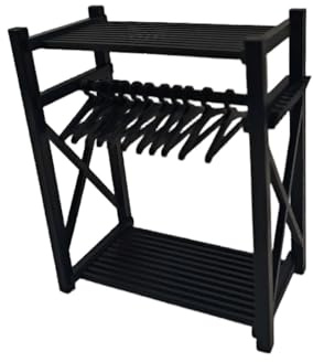 Armadio per vestiti per bambole, grande con 10 grucce, scatola espositiva per accessori per bambole, organizer impilabile per vestiti per bambole da 15/17 cm (nero)