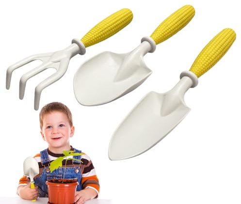Set De Jardinage | 3 Pièces Mini Pelle Râteau Jouet,Outils de Jardin pour Enfant,pour Débutants et Plantation Bêchage Rempotage Pelouse et Extérieur