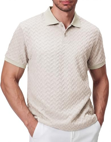 Comilaka Herr Pikétröja Kortärmad Textur Stickad T-shirt Sommar Semester Polotröja Golf Casual T-Shirt