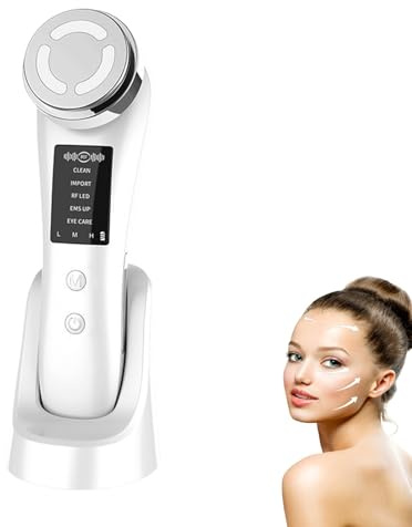 Masajeador Facial Eléctrico, Masajeador Facial Antiarrugas, Dispositivo Face massager, 7 Modos de luz LED, Accesorios de Belleza para Limpieza Profunda, Antiarrugas, Cuidado Facial(Versión en Inglés)
