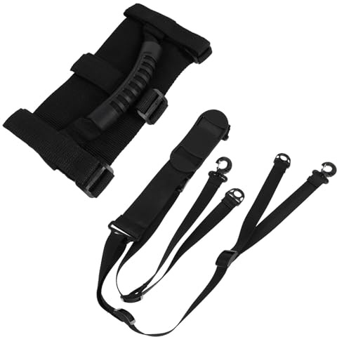 YARNOW Sangle de Transport pour Scooter Réglable 2 Pièces Noir | Poignée Incluse, Pp Pom Pvc Résistants, Usage pour Trottinettes et Kick Scooters