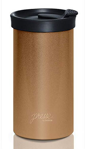 PRESSE by Bobble French Coffee Press And Insulated Stainless Steel Travel Tumbler for On-The-Go Brewing - 13 oz (Brown)