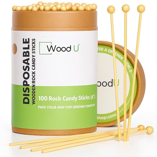 Wooden Candy Sticks 6 100 Pcs - Disposable Bamboo Skewers for BBQ - Appetizer Picks for Parties
