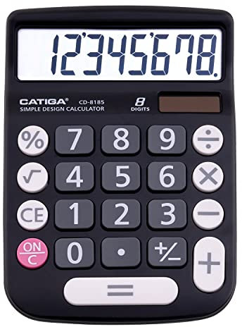 CATIGA Schreibtisch CD8185 und Home Style Taschenrechner, 8-stellig, LCD-Display, geeignet für Büro und Move. (schwarz)