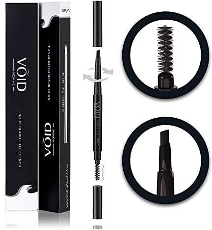 VOID Homme - Lápiz de relleno para barba - Sudor e impermeable, a prueba de manchas, cubre parches al instante y consigue una barba natural completa (Marrón Claro)