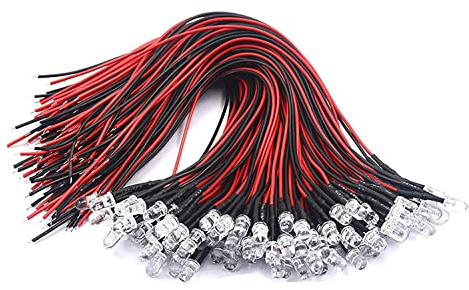 HUAZIZ 50 stycken förkopplade dioder ljus, 12 V förkopplat warm white, 5 mm dioder med 20 cm kabel