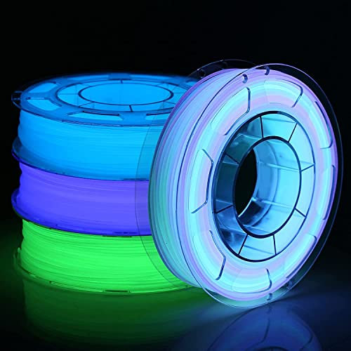 AMOLEN Glow in The Dark Multicolor Change 5 Meter, Grün, Blau und Dunkelblau(Lila), 3D Drucker Filament Bundle, PLA Filament 1.75mm, 3D Druck Filament, 200g X 4 Pack