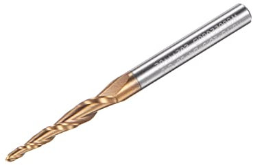 sourcing map Tapered Ball Nose End Mill, TiSiN Coated Solid Carbide 2 Flute Spiral Milling Cutter, 0.75mm Radius, 1.5mm Diameter, 4mm Shank, 50mm Length, 7 Degree Angle