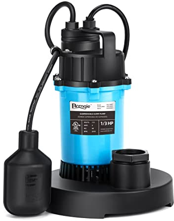 BOMGIE 1/3HP Sump Pump 2510GPH Submersible Water Pump with Automatic Float Switch, Clean/Dirty Water Utility Pump for Pool Draining, Basement Flooding, Irrigation with 10ft Power Cord