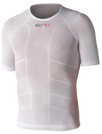 BIOTEX T-Shirt Rete Sun Traspirante Unisex per Ciclismo e Running, Intimo Tecnico Sportivo Ideale per L'Estate, Bianco, Taglia II (M/L)