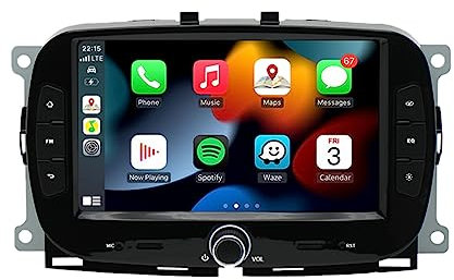 Android Car Radio Stereo Wireless CarPlayer Android Auto 7 Inch 2 Din Touch Screen Carplayer Support GPS/Mirror Link/WiFi/Bluetooth/FM Compatible with Fiat Punto+12LED Camera