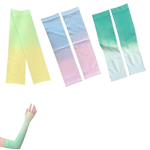 JOCXZI UV-Sonnenschutz Armstulpen,UPF50+ Arm Sleeves,Kühlung Armstulpen,Sommer Sonne Sonne Schützen für Männer Frauen,Tattoo,Kompressions Arm Ärmel Rutschfest für Outdoor Laufen(Farbverlauf,3 Paar)