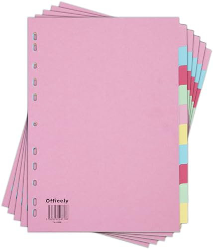 Officely 10-Part Assorted File Subject Dividers (Pack of 5)