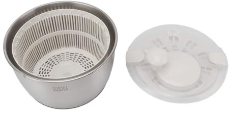 Multifunktionale Salatschleuder aus Edelstahl, Große Kapazität, Salatschleuder, Gemüsetrockner, Obstwaschmaschine, Abflusskorb