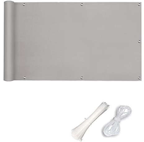 Funda de protección de seguridad de poliéster gris claro para exteriores, alta visibilidad, balcón, privacidad y seguridad, 1 x 9 m