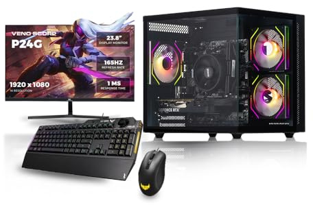 Gaming PC 24 165Hz Bundle AMD Ryzen 5 5500 Processor Nvidia RTX 3050 6GB Graphics Card - 16GB 3200MHz Ram - 1TB NVMe SSD - 550W PSU - Windows 11 - WiFi - Mini Nem 3 - Asus TUF K1 & M3