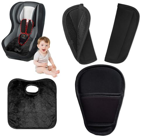 Katslyn 3 PCS Pram Strap Pads, Car Seat Strap Pads, Universal Seatbelt Covers Kids with Child Seat Pad and 2 Reflective Stickers for the Doors Compatible with Most Car Seats Strollers Baby Carriers