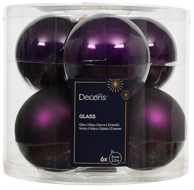 Kaemingk Weihnachtskugeln Glas 8cm 6 Stück - matt & glänzend - Große Christbaumkugeln Weihnachtsbaumkugeln für Weihnachten - Christbaumschmuck & Weihnachtsbaumschmuck - Feige