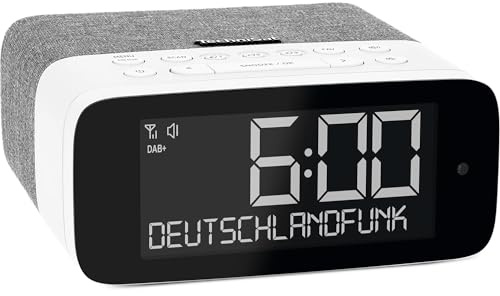 TechniSat DIGITRADIO 52 ASA DAB+-väckarklocka med automatisk säkerhetsvarning (ASA, FM, väckarklocka, fyra timer, dimbar LC-skärm med ljussensor, streaming av Bluetooth-ljud