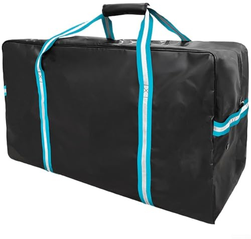 Grande borsa per attrezzi da hockey per giocatori di tutti i livelli, con pannelli in rete in PVC, protezione antipioggia e spazio organizzato per caschi, pattini e imbottiture (blu)