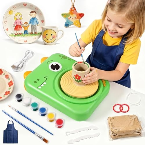 Trigowalt Tornio per Ceramica per Bambini, Set Completo per Ceramica e Pittura, Kit Creativo di Arte e Lavoretti per Bambini, Regalo di Natale per Bambini da 6 a 14 Anni