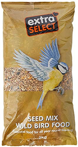 Extra Select Wild Bird Seed Mix with Black Sunflower Seeds, Wheat, Dari, Millet Seeds - Nutrient Rich Wild Bird Food for Small Birds - 2kg
