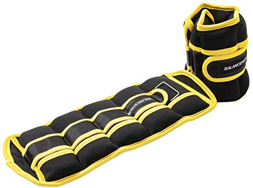 Fitvids Fully Adjustable Ankle Wrist Arm Leg Weights, 15-lb Pair, Yellow/Black