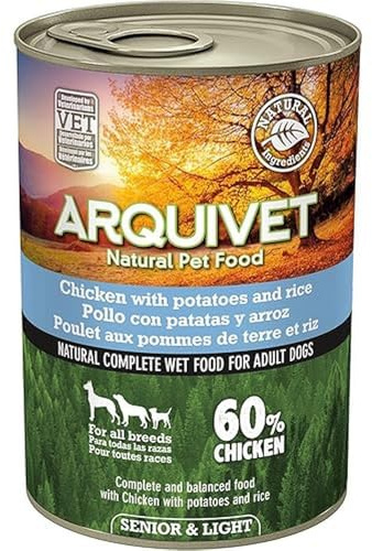 ARQUIVET Pack 6 unités - Senior & Light - Poulet aux Pommes de Terre et Riz - 400 g - Aliments humides pour Chiens - Toutes Les Races